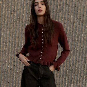 Ruffled knit cardigan Zara